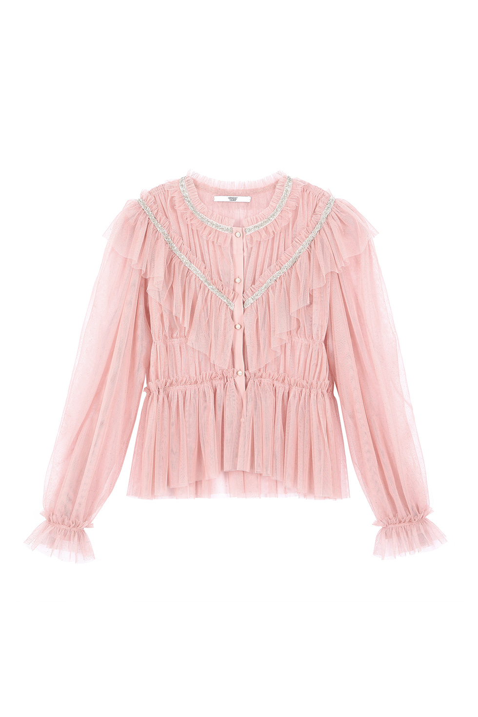 SPANGLE TULLE BLOUSE - PINK