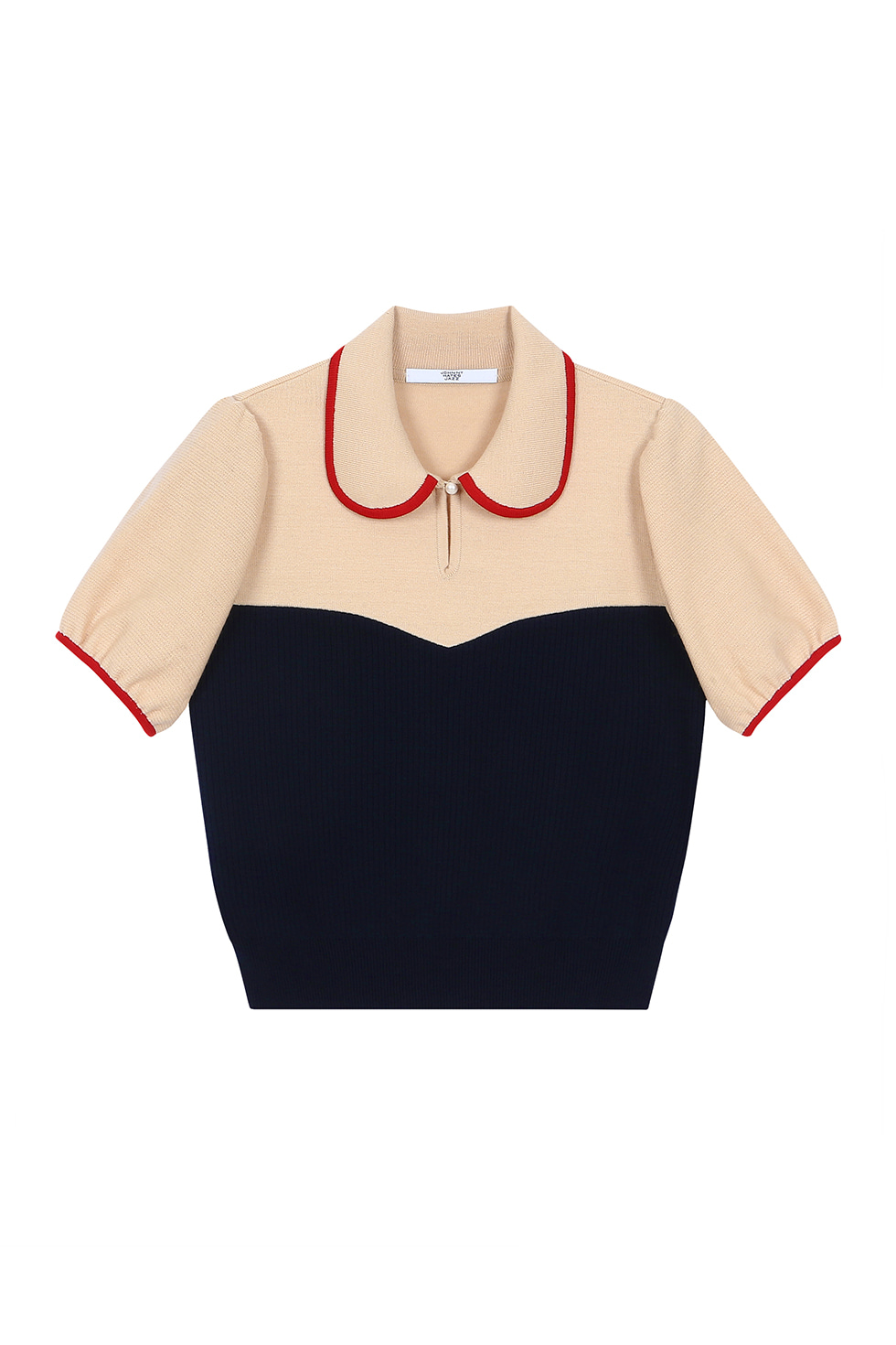 PUFF SLEEVES KNIT TOP - NAVY