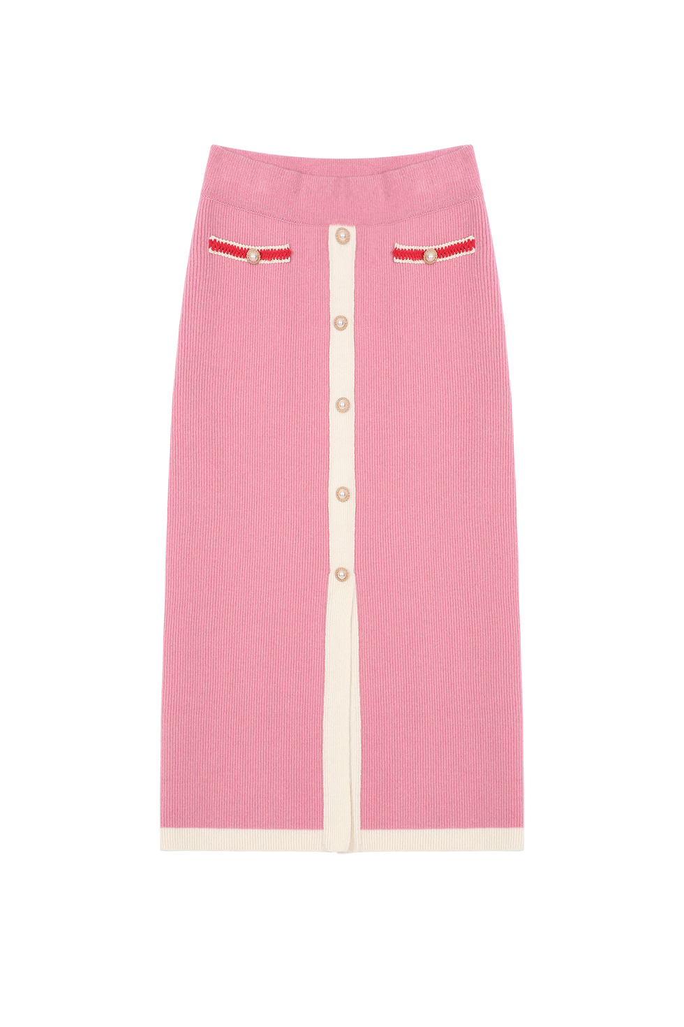 PEARL BUTTON SKIRT - PINK