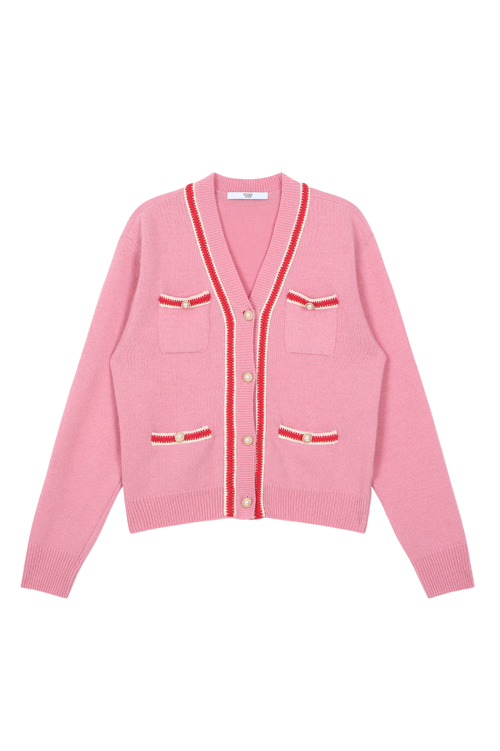 PEARL BUTTON CARDIGAN - PINK