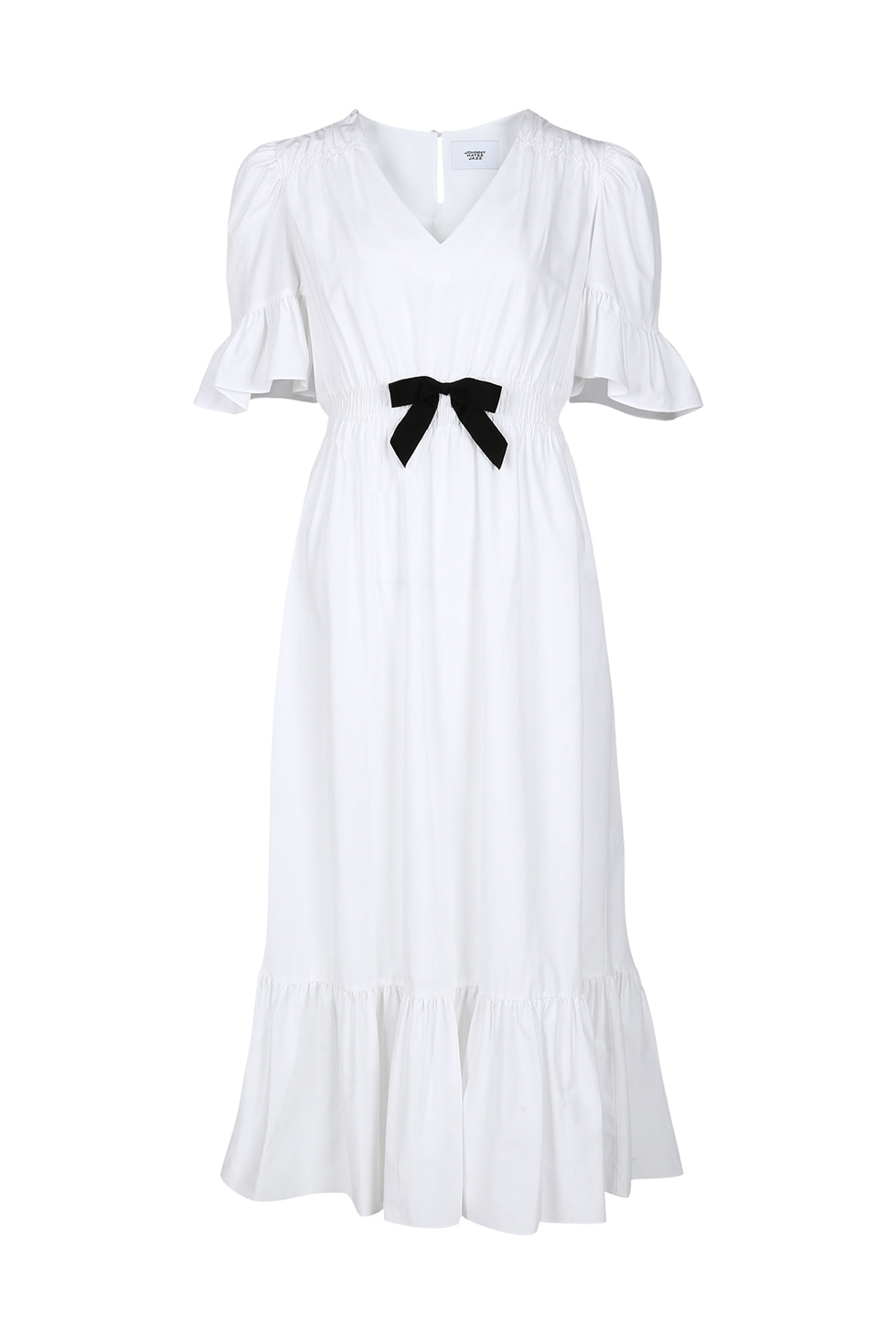 RIBBON COTTON DRESS - WHITE